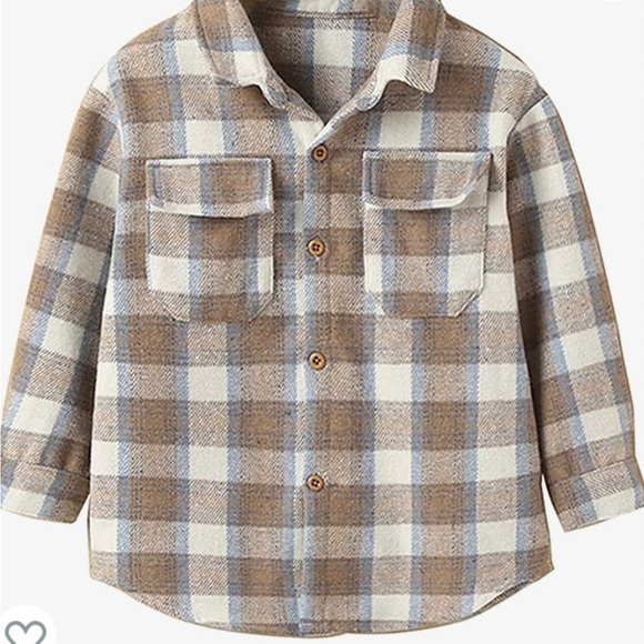 Brushed button down plaid flannel top for children. Unisex - Picture 3 of 3
